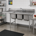 Thumbnail image #2 for Eagle Group 414 Series Coved Corner Three-Compartment Sink with 24-Inch Left Drainboard, 24 x 24 x 13-1/2 Inch Bowls
