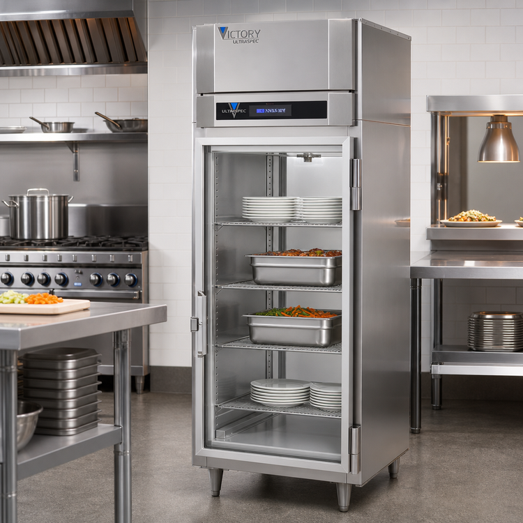 Product image #2 for Victory UltraSpec 1-Section Pass-Thru Glass Door Warming Cabinet, Standard Depth, Stainless Steel