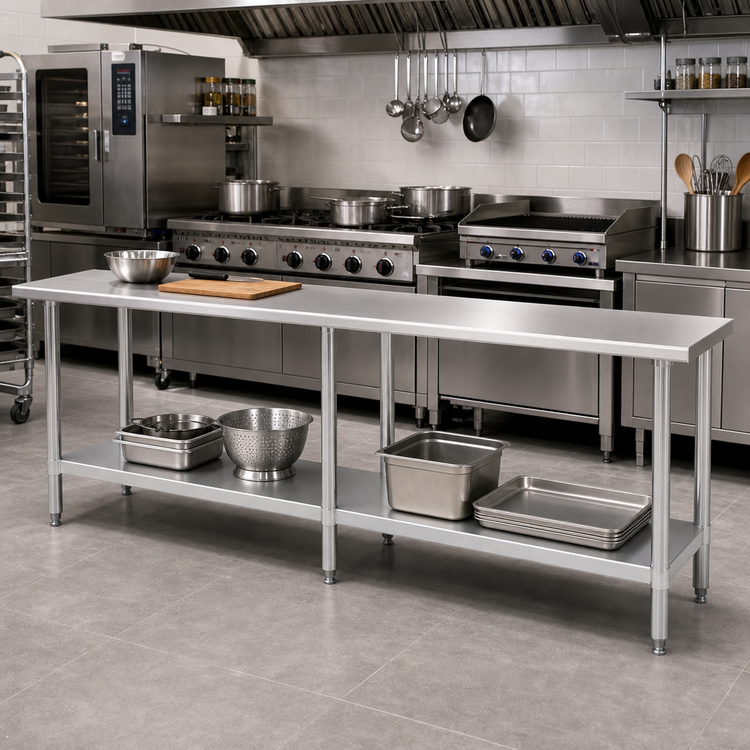 Product image #2 for Eagle Deluxe Series Stainless Steel Work Table with Adjustable Galvanized Undershelf, 108 x 24 Inches
