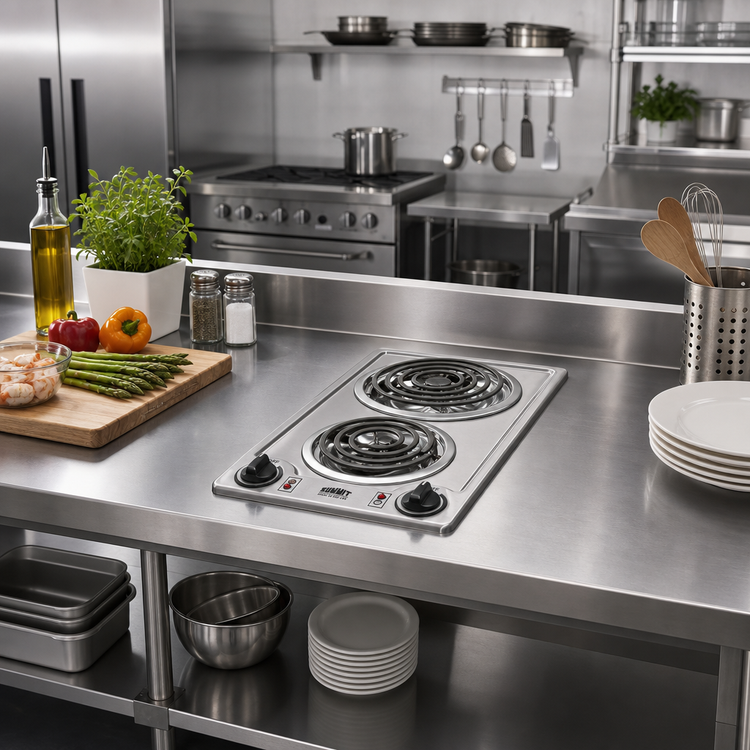 Product image #3 for Summit 12-Inch Built-In Stainless Steel 2-Burner Electric Coil Cooktop