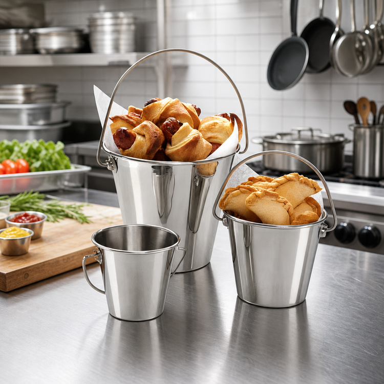 Product image #2 for American Metalcraft 6 oz. Stainless Steel Mini Pail with Handle, Mirror Finish