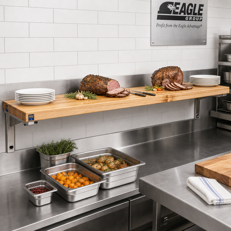 Product image #2 for Eagle Group Hardwood Cutting Board for Carving Stations with Drop Brackets, 48" W x 8" D x 1-1/4" Thick