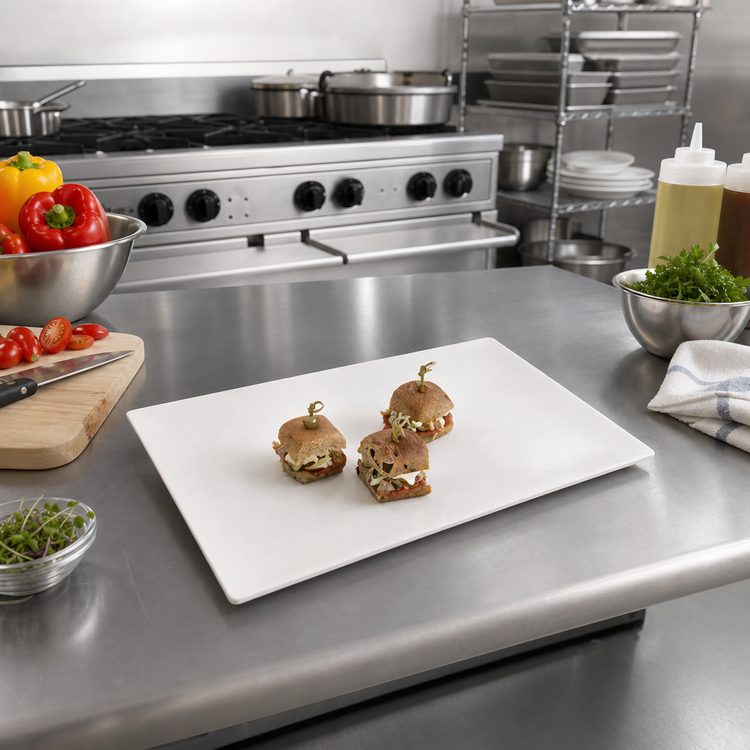 Product image #2 for American Metalcraft Flat Rectangular Break-Resistant Melamine Platter, 14-1/2 x 8-1/4 in., White