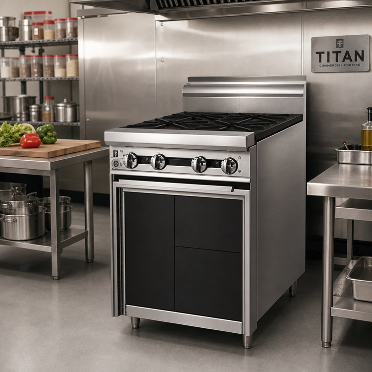 Product image #2 for Titan JTRH-8-A Heavy Duty 48 Inch 8-Burner Gas Range with Cabinet Base