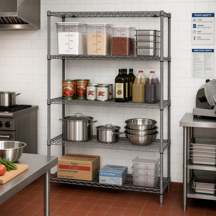 Product image #2 for Metro Super Erecta Stationary Wire Starter Shelving Unit, 72W x 21D x 74H, 4 Shelves, Metroseal Gray