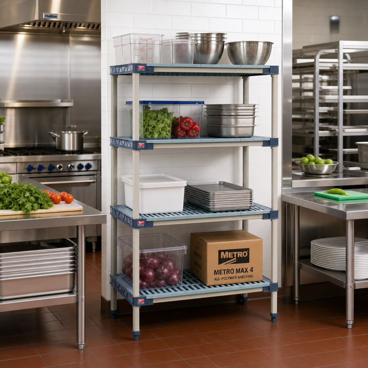 Product image #2 for MetroMax 4 All-Polymer Starter Shelving Unit, 24" W x 18" D x 74" H
