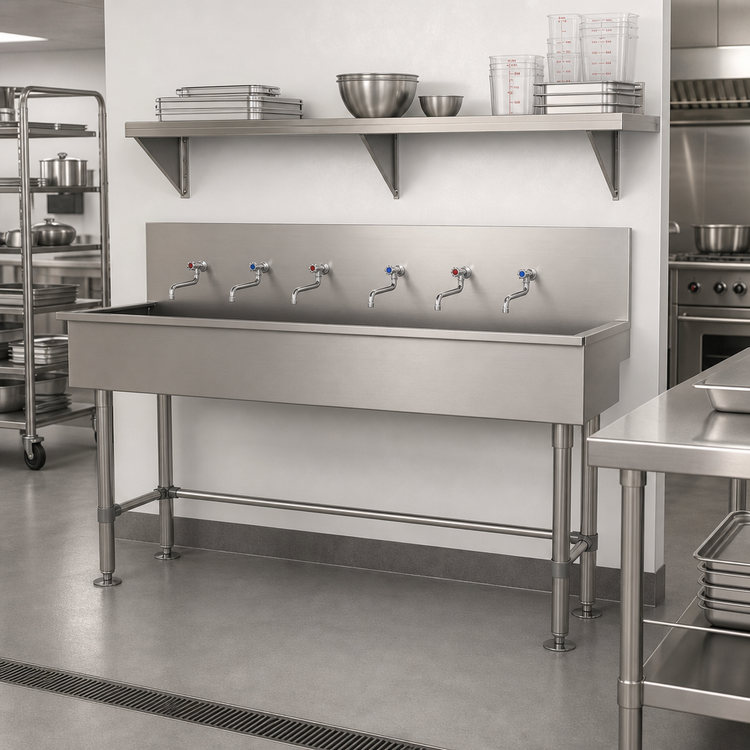 Product image #2 for Advance Tabco 72-Inch Freestanding Multiwash Hand Sink, 304 Stainless Steel