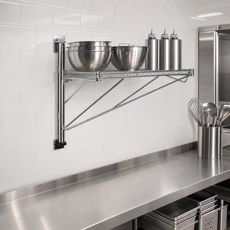 Product image #2 for Eagle Adjustable Post Wire Wall Mount Prepackaged End Unit for 14-Inch Shelf, Chrome Plated