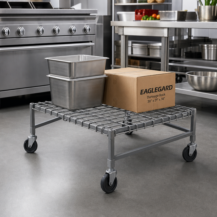 Product image #2 for EagleGard Mobile Wire Dunnage Rack with Casters, 30" W x 21" D x 14" H, 800 lb Capacity