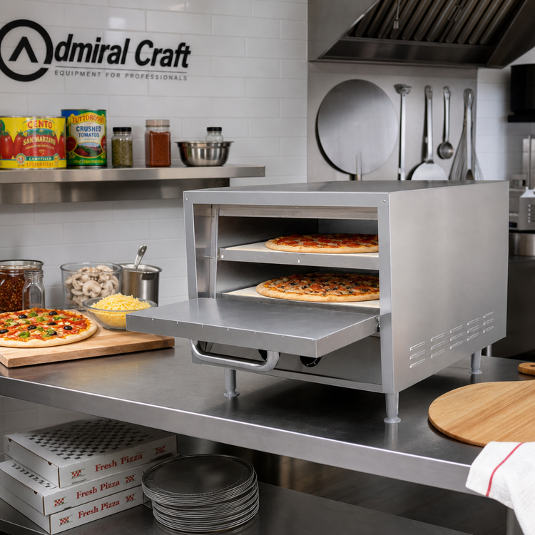 Product image #2 for Admiral Craft PO-18 Stackable Countertop Electric Pizza Deck Oven with 2 Ceramic Hearth Shelves