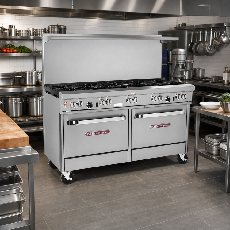Product image #2 for Southbend Ultimate 60-Inch Commercial Gas Range with 9 Burners, Convection Oven and Cabinet Base