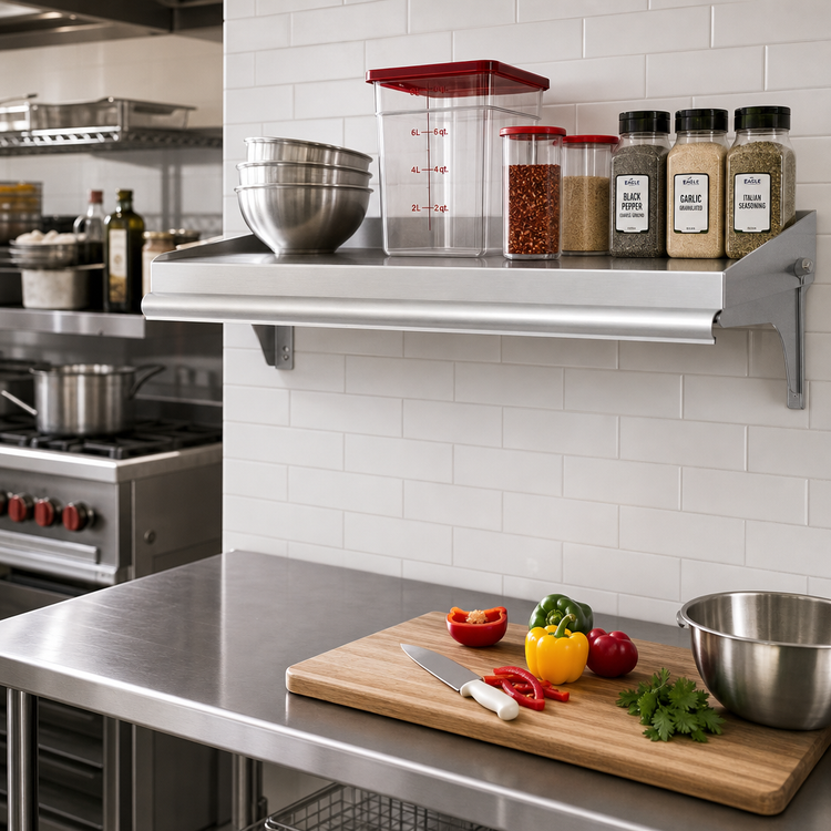 Product image #2 for Eagle Snap-n-Slide 24" x 15" Wall-Mounted Stainless Steel Shelf with V Marine Front Edge