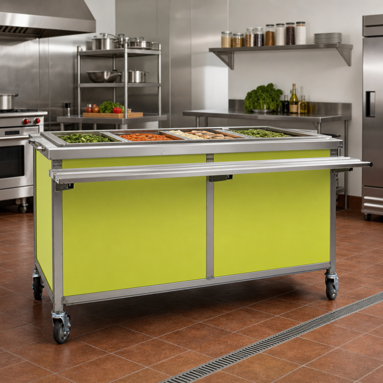 Product image #2 for Director's Choice DCS5-HCFU-B 78" Mobile Hot/Cold Dual Operation 5-Pan Food Table