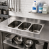 Thumbnail image #2 for Three-Compartment Self-Rimming Drop-In Sink, No Deck, 12 x 14 x 9-1/2 Inch Bowls, Top or Bottom Mount, 304 Stainless Steel