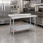 Thumbnail image #2 for Duke Manufacturing 416-3030-2R 30 x 30 Inch 16-Gauge 400-Series Stainless Steel Work Table with 1-1/8-Inch Riser and Galvanized Undershelf