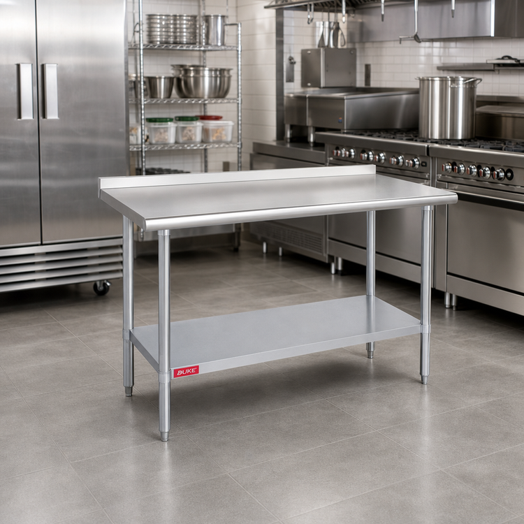 Product image #2 for Duke 30 x 30 Inch Square Stainless Steel Work Table with 1-1/8 Inch Riser and Galvanized Undershelf