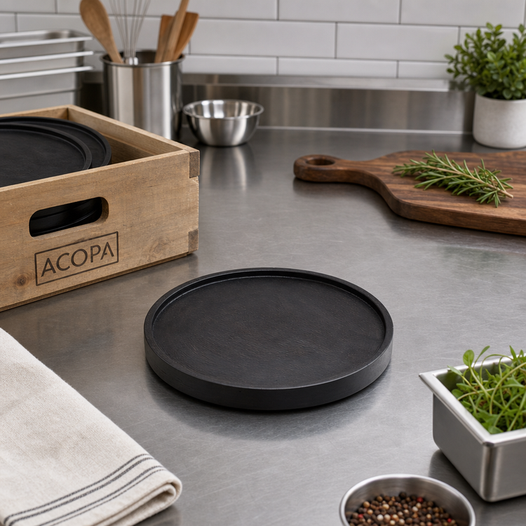 Product image #3 for Upton Collection 9-Inch Round Espresso Acacia Wood Plate