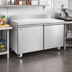 Thumbnail image #2 for Omcan USA 47 Inch Two-Section Worktop Freezer with Solid Doors, 11 Cu. Ft., Stainless Steel, Rear-Mounted Refrigeration
