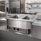 Thumbnail image #2 for Vollrath 36641HD Short-Side 2-Pan Drop-In Wet Hot Well with Insulated Stainless Steel Construction, Infinite Controls, and Standard Drains
