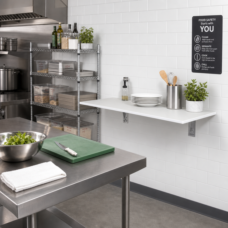 Product image #2 for Richlite Wall-Mounted Drop Shelf, 36-Inch W x 12-Inch D, 80 lb Capacity