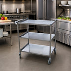 Thumbnail image #2 for Turbo Air TBUS-1524 3-Shelf Stainless Steel Bus Cart with Solid Shelves, 15 x 24 Inch