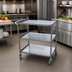 Thumbnail image #2 for Turbo Air 15 x 24-Inch 3-Shelf Stainless Steel Bus Cart with Push/Pull Handle and 4-Inch Rubber Casters
