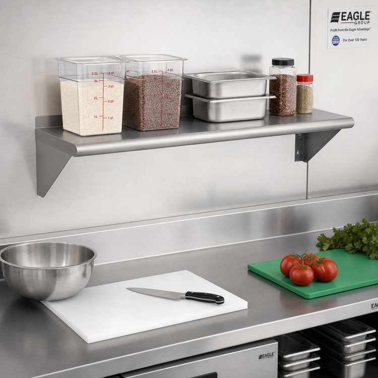 Product image #2 for Eagle Group BlendPort® 36 x 12-Inch Wall-Mounted Stainless Steel Wall Shelf