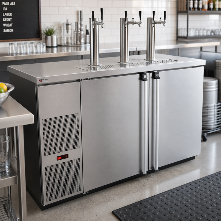 Product image #2 for Pro-Line E-Series 59-1/2" Two-Section Direct Draw Draft Beer Cooler with 3-Faucet Towers