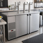 Thumbnail image #2 for Micro Matic USA Pro-Line MDD58S-E Two-Section Direct Draw Draft Beer Cooler, 59-1/2"W, Stainless Steel, 3-Faucet Towers, Glass Rinser