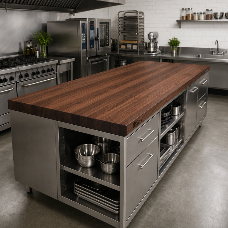 Product image #2 for John Boos Boos Block 108-Inch x 38-Inch American Black Walnut Edge Grain Kitchen Countertop with Varnique Finish