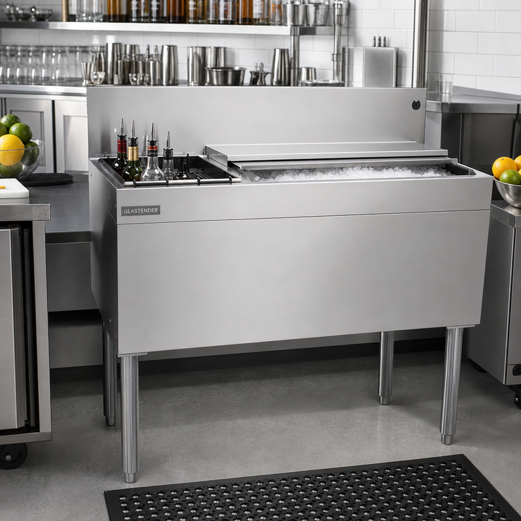 Product image #2 for Glastender 36-Inch Stainless Steel Underbar Combo Ice Bin/Cocktail Unit with Left Bottle Well
