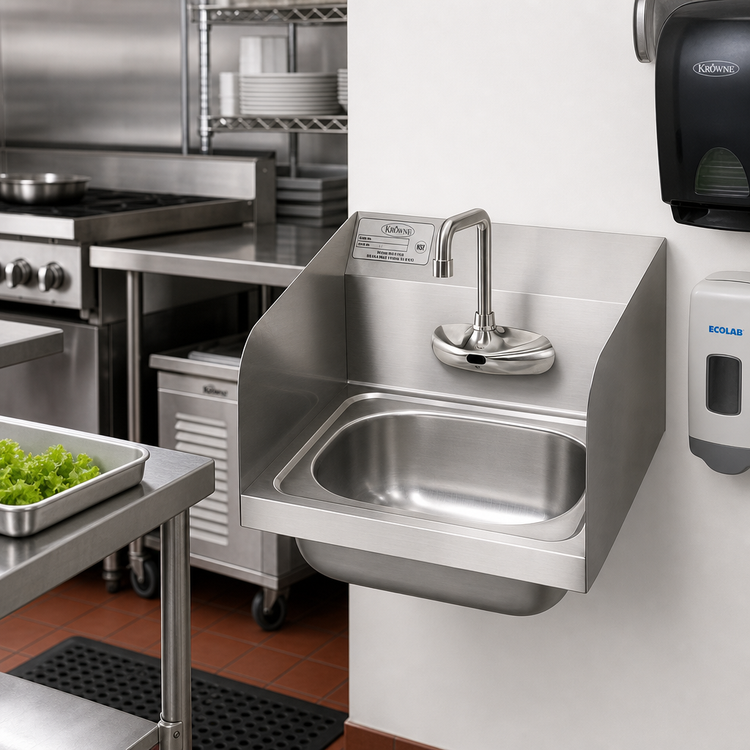 Product image #2 for Krowne Wall-Mount Stainless Steel Hand Sink with Electronic Faucet and 12-1/2-Inch Bowl