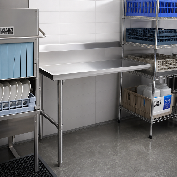 Product image #2 for CMA Dishmachines CL-48 48-Inch Straight Clean Dish Table, Right-to-Left Operation, 8-Inch Backsplash