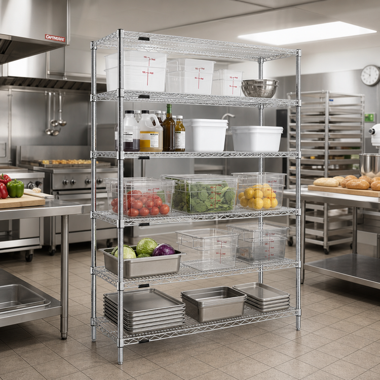Product image #2 for Eagle Redi-Pak 5-Tier Stationary Wire Shelving Unit, 60 x 24 x 63 In., Chrome Finish