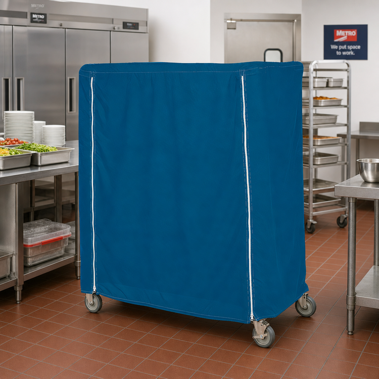 Product image #2 for Metro Waterproof Vinyl-Nylon Banquet Cart Cover, 48 x 21 x 54 Inches, Mariner Blue