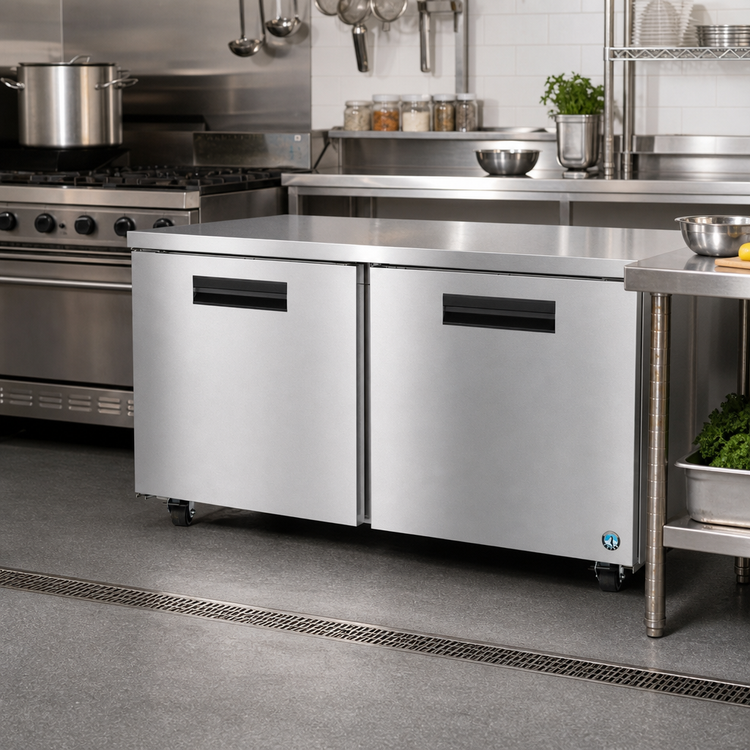 Product image #2 for Hoshizaki Steelheart UF60B 60-Inch Two-Section Reach-In Undercounter Freezer with Solid Doors