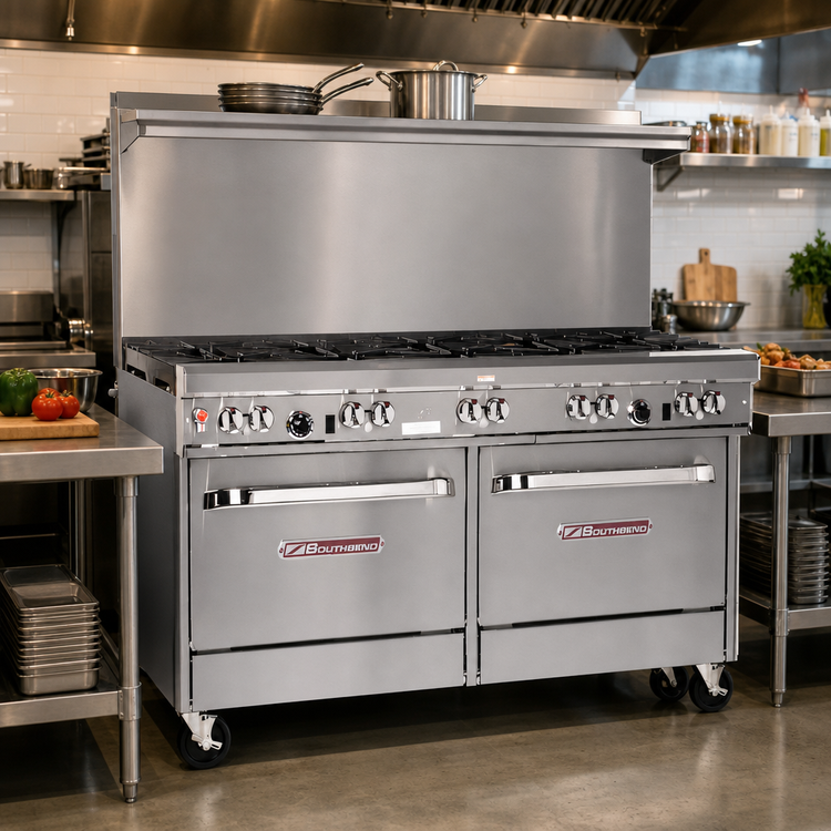 Product image #2 for Southbend Ultimate 60-Inch Commercial Gas Restaurant Range with 9 Open Burners and 2 Cabinets