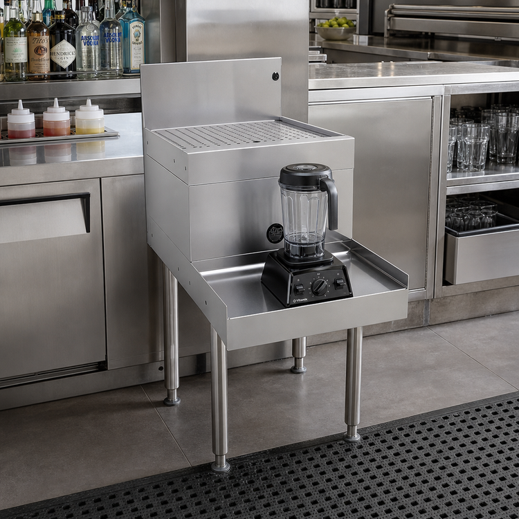 Product image #2 for Glastender Underbar Blender Station with Drainboard Top and Recessed Blender Shelf, 18 Inch x 29 Inch, Stainless Steel