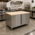 Thumbnail image #2 for BK Resources 60 Inch x 30 Inch Hard Maple Chef Table with Stainless Steel Cabinet Base and Hinged Doors