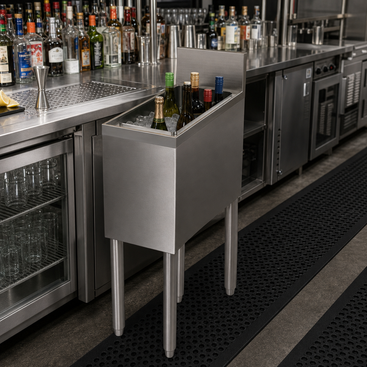 Product image #2 for BK Resources Underbar Bottle Storage Ice Bin, 8 x 18 Inch, 22 lb Capacity