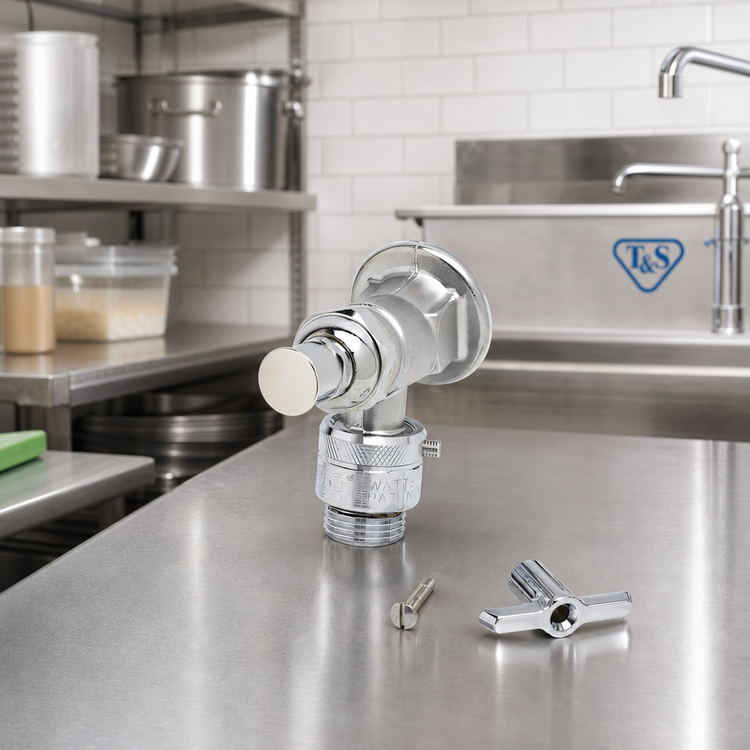 Product image #2 for T&S Brass B-0736 Sill Faucet with Vacuum Breaker, Loose Key Handle, Bronze Body, Rough Chrome Finish
