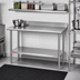 Thumbnail image #2 for Duke 48-Inch x 24-Inch 14-Gauge 300 Series Stainless Steel Work Table with 5-Inch Riser and Stainless Undershelf