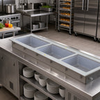 Thumbnail image #2 for Vollrath 3664320HD 3-Pan Short-Side Drop-In Hot Well, Full-Size Pans, Infinite Controls, Manifold Drain