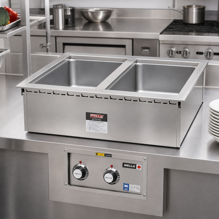 Product image #2 for Wells Top-Mount Built-In Electric Auto-Fill Hot Food Well with Two 12 x 20 Pan Openings
