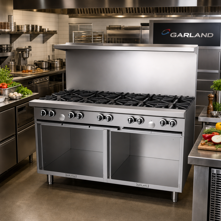 Product image #2 for Garland G60-10SS G Starfire Pro 60-Inch Gas Restaurant Range with 10 Open Burners and 2 Storage Bases