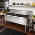 Thumbnail image #2 for John Boos 3-Compartment Stainless Steel Floor Model Sink, 77-1/8-Inch W x 29-1/2-Inch D, with 10-Inch Backsplash