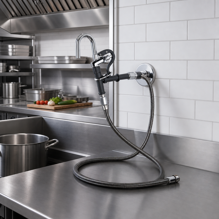 Product image #2 for T&S Brass Pot and Glass Filler with Hook Nozzle and 68-Inch Flexible Stainless Steel Hose