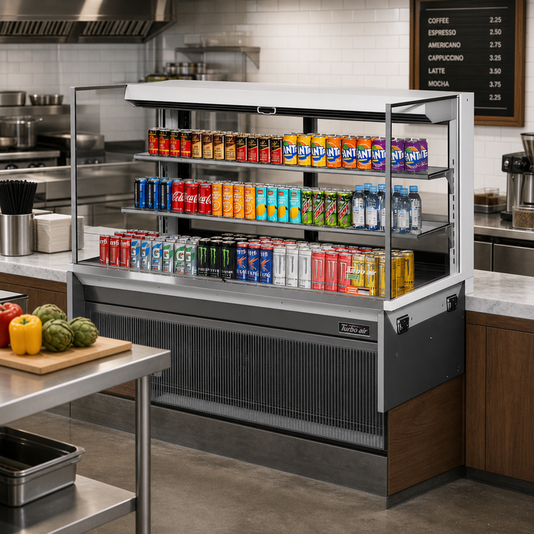 Product image #3 for Turbo Air Low Profile Drop-In Horizontal Open Refrigerated Display Case, 59-7/8 Inch Wide, 19.3 Cu. Ft., Self-Contained, R-290