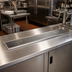 Thumbnail image #2 for Surface Mount Stainless Steel Drip Tray Trough, 51 Inch x 8 Inch, With Perforated Screen and 5/8 Inch O.D. Drain