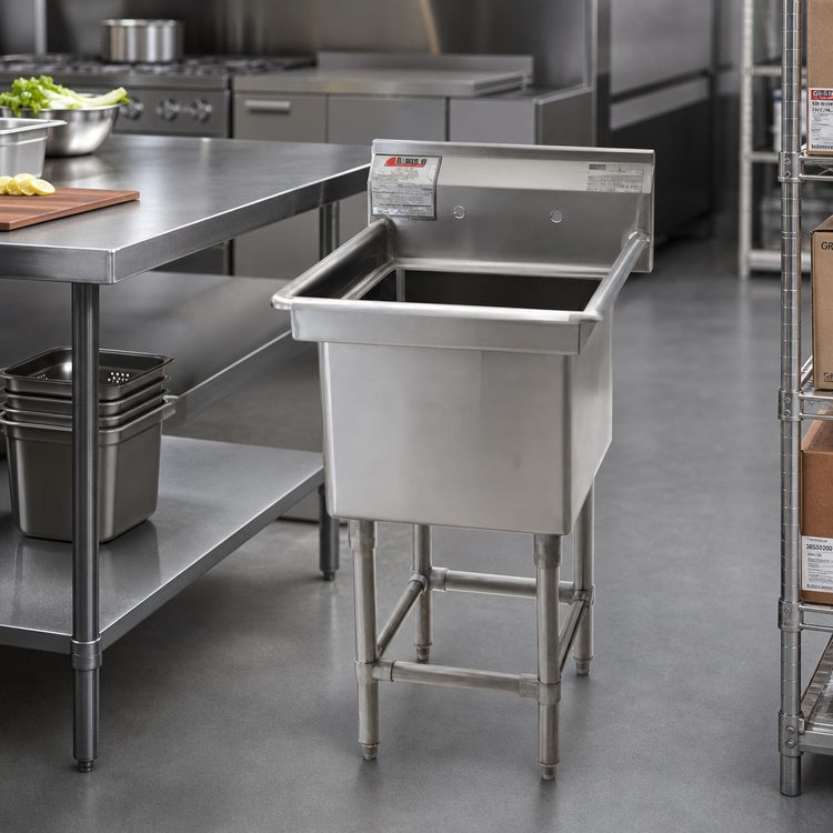 Product image #2 for Eagle Group Spec-Master FN Series Single-Compartment Freestanding Sink with Backsplash, 25 x 27 Inch, Stainless Steel